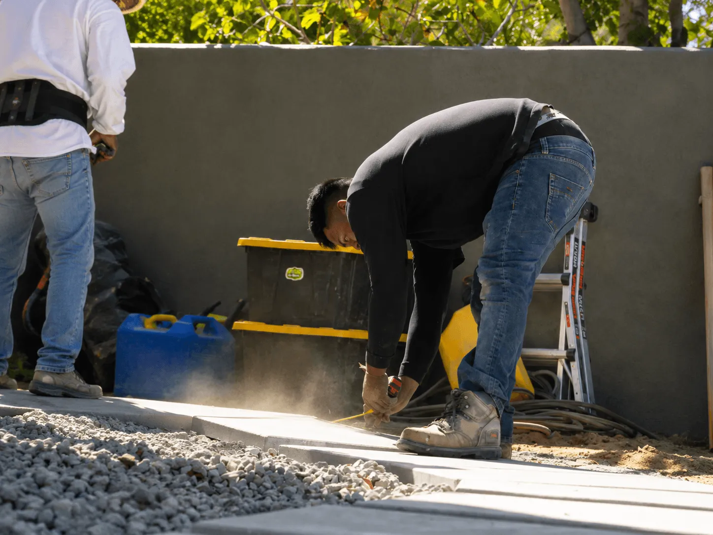 Jakes Construction backyard transformation featuring retaining walls San Diego