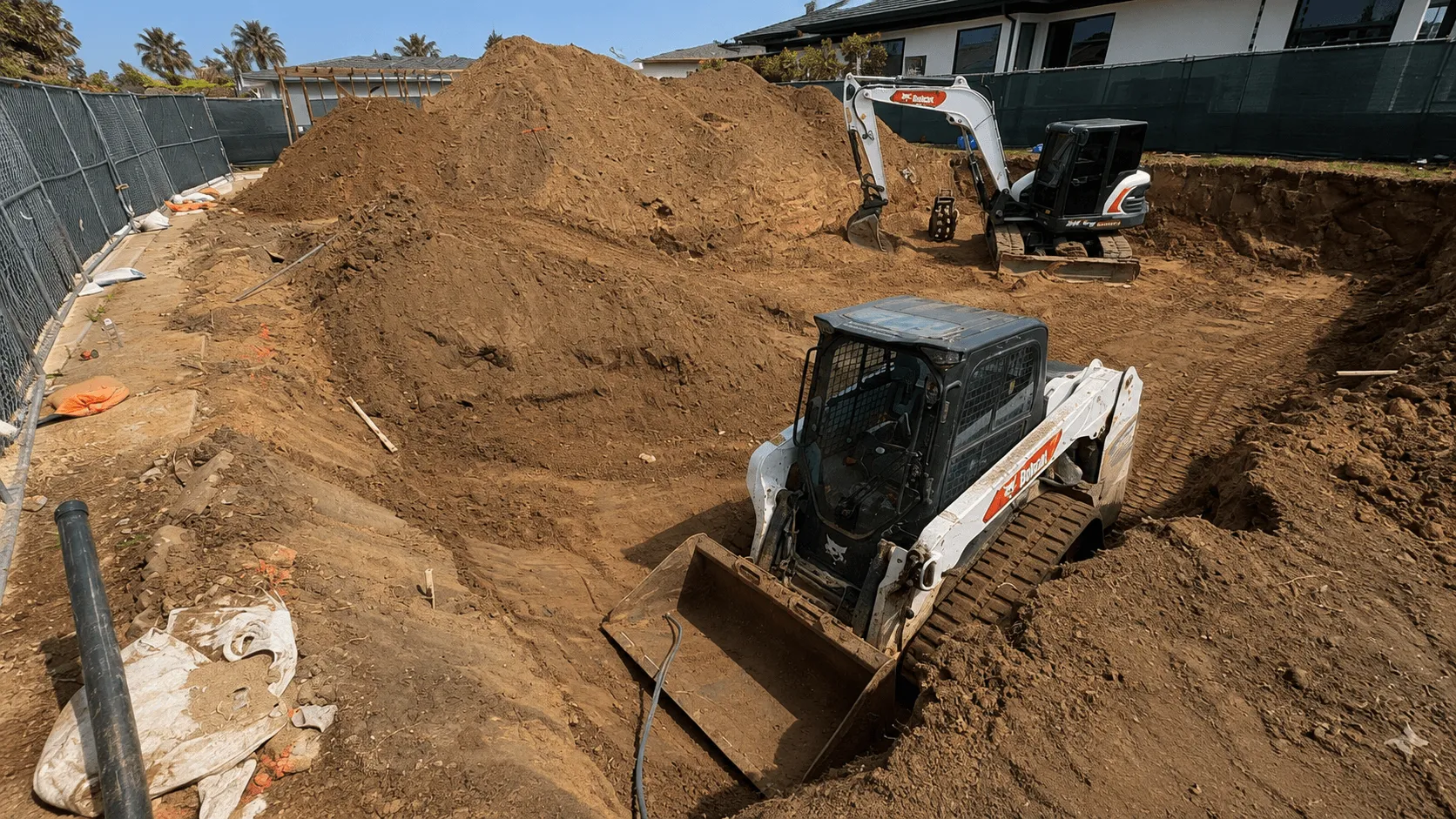 Cleared and regraded residential lot after home demolition in San Diego
