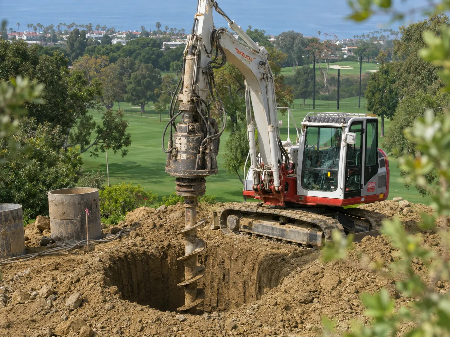 Deep foundation installation by Jakes Construction featuring caisson drilling San Diego